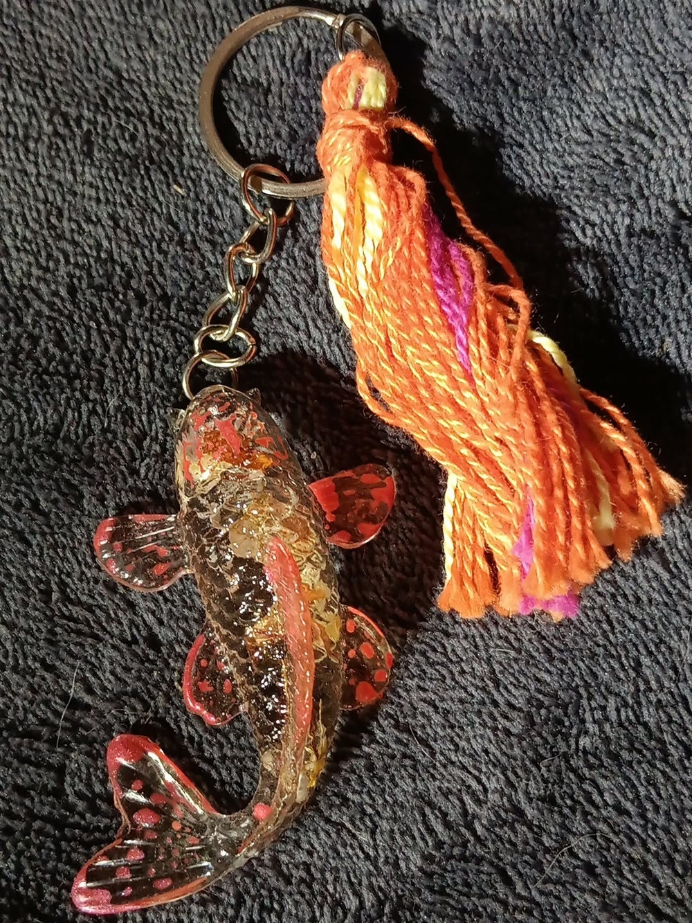 Orange Tassel Koi Fish Keychain - Decorative Card & Key Holder